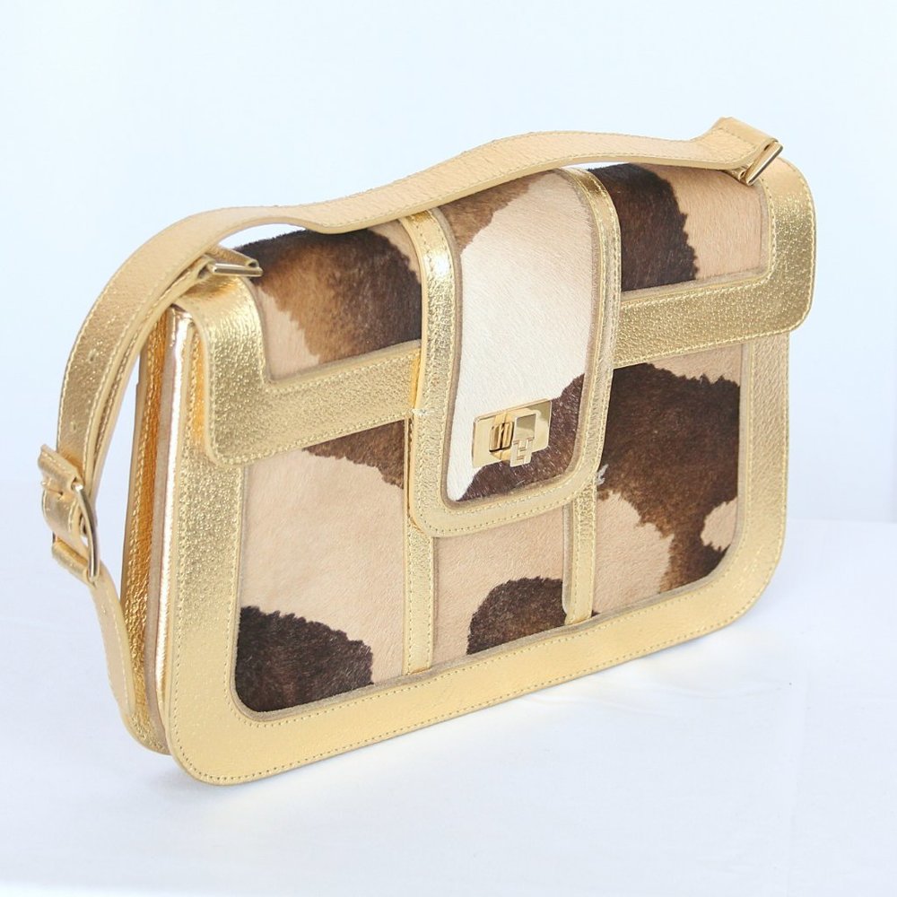 Lambertson Truex / Brown Animal Print / Gold Trim